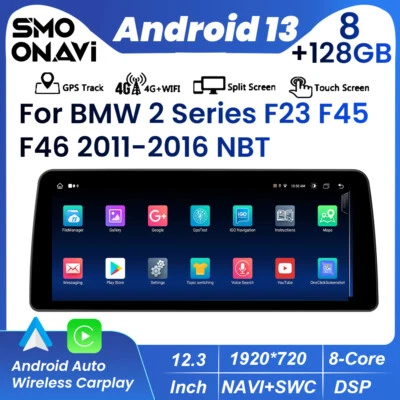 BMW 2 Ser F23 F45 F46 12.33" Android 14 Display Autoradio GPS 8 Core 8+128GB SWC - Bild 1 von 4