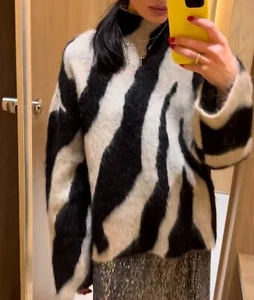 H&M : Black/Zebra Print Mohair-Blend Turtleneck Jumper : 1251942003 : ALL SIZES - Picture 1 of 3