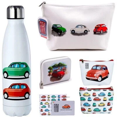 Retro Fiat 500 PVC Purse Wash Bag Bottle RFID Contactless Card Protection - Image 1 of 4