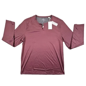 Con.Struct Men's Size Large Burgundy Dot Print Henley Shirt Long Sleeve NWT - Picture 1 of 11