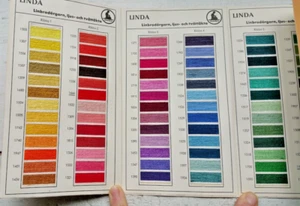 Marks Linda Garn Colour Card Shade Chart Vtg Linen Embroidery Yarn Swedish - Picture 1 of 7