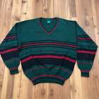 Vintage Canda Green Long Sleeve V-Neck Chunky Knit Cotton Blend Sweater Size L