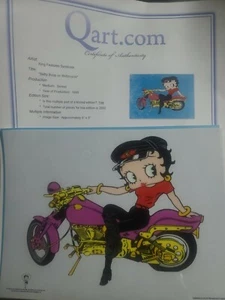 Fine Art Images Sericel 1999 Betty Boop On Motorcycle Certificate Authenticity - Picture 1 of 5