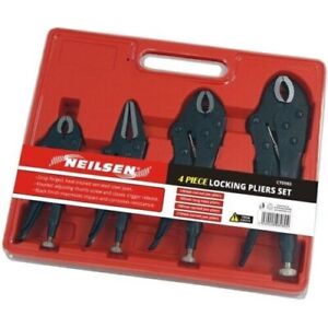 Neilsen Locking Pliers 4PC Mole Grips Adjustable Wrench Vice Pliers with tray