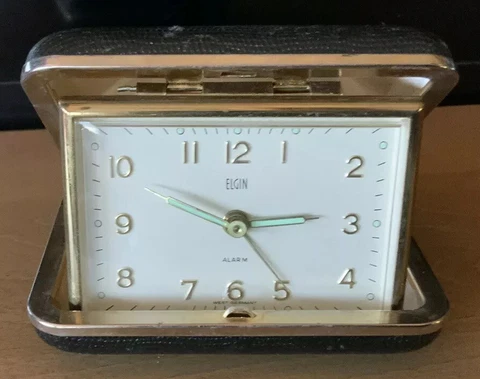 ELGIN Vintage Luminous Travel Alarm Clock west Germany Cover