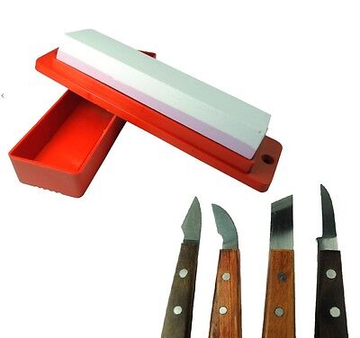 Set Of Oilstone Oil Stone Including Box & 4 Carving Chip Whittling Chisels W8023 • 28£
