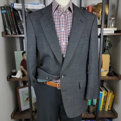 Abrigo Blazer Deportivo Para Hombre Austin Reed Dos Botones Lana Virgen Gris A Cuadros 42-44R De Colección Foto 1 de 4