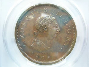 GREAT BRITAIN UK England 1 Penny 1806 PCGS AU 55 UNC George Copper Graded - Picture 1 of 4