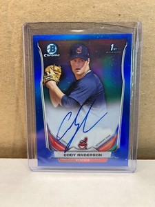 2014 Bowman Chrome Prospect Auto Blue Refractor Cody Anderson Indians /150