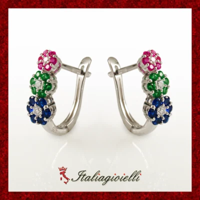 Floreali Orecchini Trilogy in Argento 925 Rodiato Oro Bianco - Immagine 1 di 4