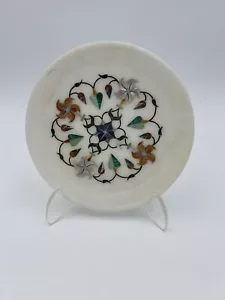 Inlaid Marble Wall Plate Malachite Other Stones 6" Beautiful - Picture 1 of 5