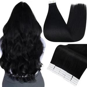 Full Shine Remy Hair Extensions Real Human Hair 18 Inch Color 1 Jet Black Str... - Picture 1 of 9