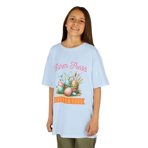 Girls Easter Tee, Bunny Rabbit Egg Shirt, Happy Easter Graphic T-shirt, Kids - Picture 1 of 4