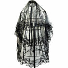 Bride White/Black Lace Halloween Wedding Veil with Comb Cathedral Party Veil