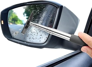  Automotive Rear View Mirror Wiper Mini Squeegee for Car Side Window Long Handle - Picture 1 of 7