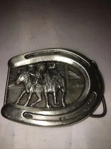 VINTAGE 1984 **BULLDOGGING** RODEO WESTERN & COWBOY BERGAMOT BELT BUCKLE Q-L46 - Picture 1 of 3