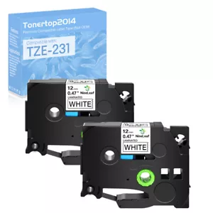 2PK Black on White TZ231 TZe231 Label Tape Compatible for Brother PT200 GL100 - Picture 1 of 21