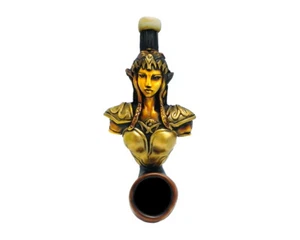Mini pipa de mano Zelda dorada mujer elfo guerrera hecha a mano tabaco fumar fanático fantasía - Imagen 1 de 2