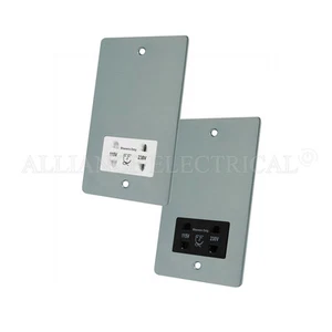 Brushed Satin Chrome Flat Shaver Socket Outlet 2 Gang Dual Voltage 115V/230V - Picture 1 of 3
