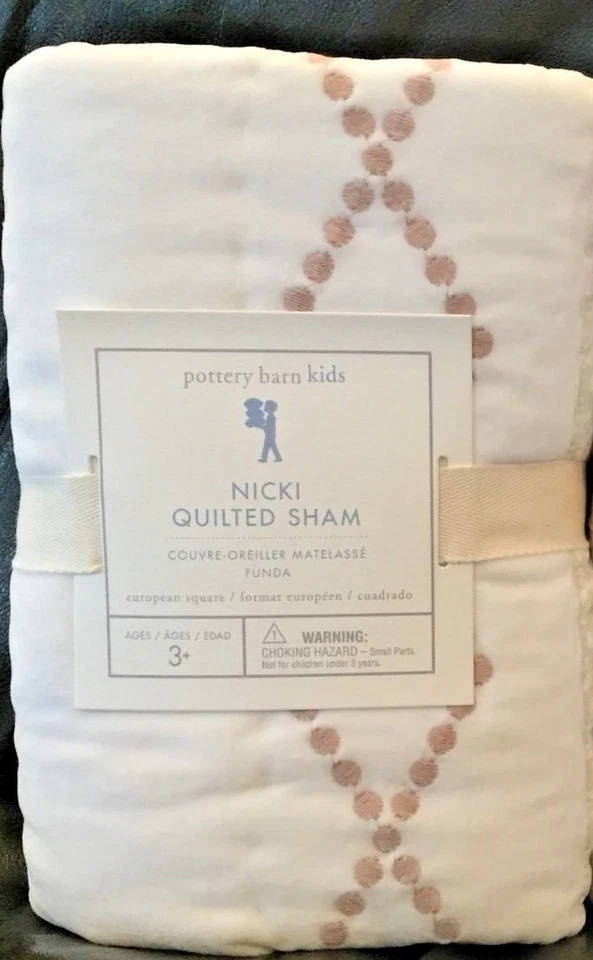 NUEVO Pottery Barn Kids Nicki Acolchado Euro Sham, Marfil, Terciopelo, Brillo Foto 1 de 1