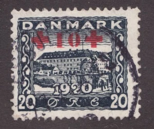 1921 Denmark Sc #B2 Semi-postal : 20ø + 10ø Red Cross - Used stamp Cv$77.50 - Picture 1 of 1