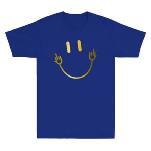 Power Socket Smile Middle Finger Hand Icon Meme Electrician Funny Men's T-Shirt - Picture 1 of 8