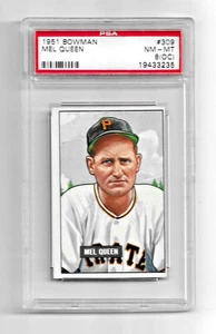 1951 BOWMAN BASEBALL CARD #309 MEL QUEEN RC PSA 8 OC MLB PITTSBURGH PIRATES - Picture 1 of 5