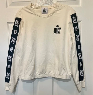 Juicy Couture Logo Sweatshirt Crop Size Small Ivory Pullover - Image 1 of 4