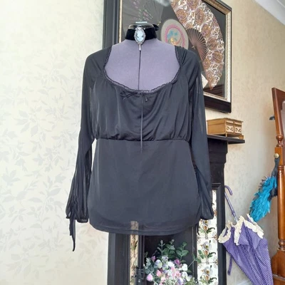 Ladies Black Top, Goth, Victorian, Long Sleeves, Size 24 by Inspire at New Look - Image 1 of 4