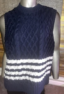 Caslon Pullover ärmellos marine & elfenbein dick Pima Baumwolle Zopfmuster XXL neu - Bild 1 von 7
