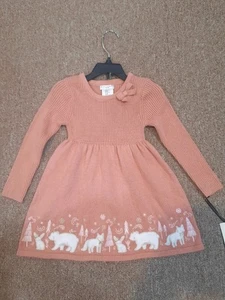 Neu Max Studio rosa Eisbär bestickt Kleid Größe 2t Schneeflocke Winter schön - Bild 1 von 6