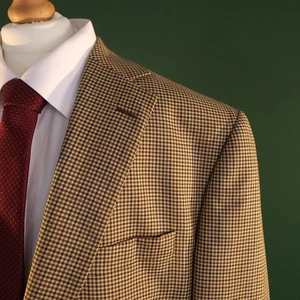 Marks & Spencer Tessuto   Blazer Men's 44S Brown 100% Wool Mini Check Jacket - Picture 1 of 16