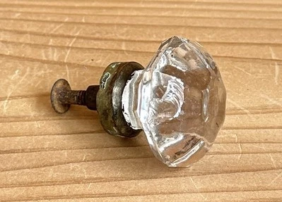 DS-259 Vintage Antiguo Vidrio Perilla Cajón Puerta Tirador Manija con Base de Latón Foto 1 de 4