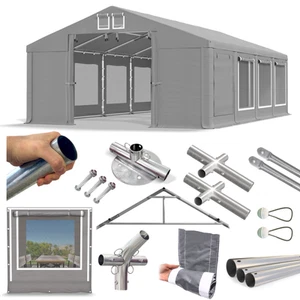 8x8 Große Industriezelthalle Moskitonetz Weidezelt Zelthalle grau PVC W - Bild 1 von 2