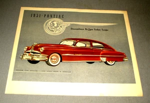 1951 PONTIAC STREAMLINER DE LUXE SEDAN COUPE DEALERSHIP SHOWROOM ORG SIGN 20" - Picture 1 of 7