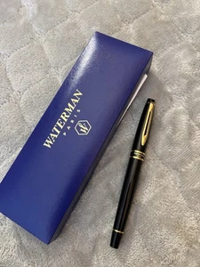 WATERMAN PARIS THICK BODY EXPERT FOUNTAIN INK PEN FRANCE GOLD TRIM BOX & Papers - Picture 1 of 8