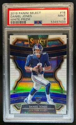 2019 Select Daniel Jones RC White Prizm Concourse #02/35 Giants PSA 9 - Image 1 of 2