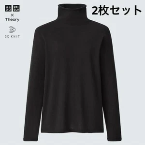 Uniqlo Theory 3D Extra Fine Merino Wool Turtleneck Sweater Two-Piece Black & Whi - Picture 1 of 6