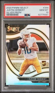 2020 Panini Select - Field Level Justin Herbert #344 Silver Prizm PSA 10 (RC) - Picture 1 of 2