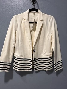 Blazer J Crew Tejido Crema Azul Marino Rayas Talla S Nuevo con Etiquetas Elástico A1110 - Imagen 1 de 9