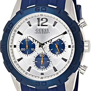 Guess 45 mm Stahl Chronograph silbernes Zifferblatt Herren Quarzuhr W0864G6 - Bild 1 von 3