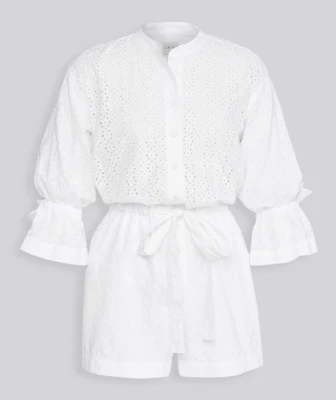 NWT La Vie Rebecca Taylor Eyelet Romper in Milk White One-Piece S $350 - Image 1 of 4