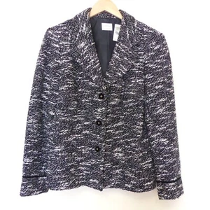 Emma James liz claiborne black and white nubby thick blazer labeled size 14 - Picture 1 of 8