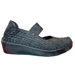 Bernie Mev Black Woven Mary Jane Wedge Heel Shoes Women 36 US 8-8.5 - Picture 1 of 16