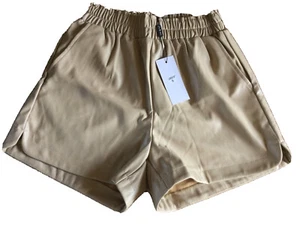 Ladies YU & ME Paris Beige Leather Look Elastic Shorts U.K. Small BNWTS T6893 - Afbeelding 1 van 3