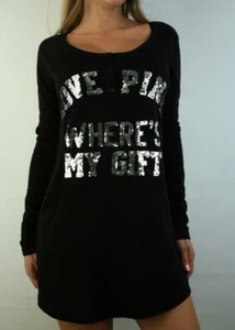 Abito camicia da notte Victoria's Secret Love ROSA argento paillettes Bling Henley XS NUOVO CON ETICHETTE - Foto 1 di 1