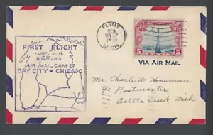 1928 Cam #27W28 First Flight Flint Mi To Battlecreek - Bild 1 von 1