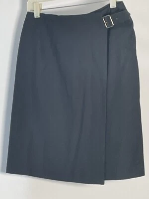 Falda envolvente de lana Talbots talla 10 para mujer negra cintura recta con cinturón hecha en EE. UU. Foto 1 de 4