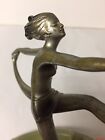 VTG DECO COLD PAINTED BRONZE DANCING LADY GIRL BALLERINA STATUE SIGNED LORENZL