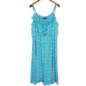 Lane Bryant 26 28 Blue White Maxi Dress Ruffle Front Lined Flowy Sundress Tank - Picture 1 of 9